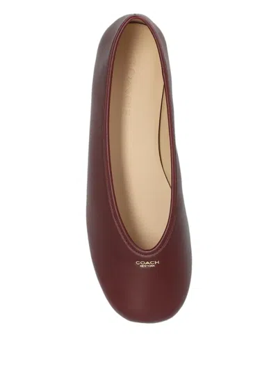 Coach Leather Ballet Flats In Burgundy