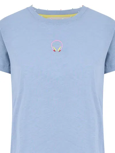 Mira Mikati Headphones-embroidered T-shirt In Blue