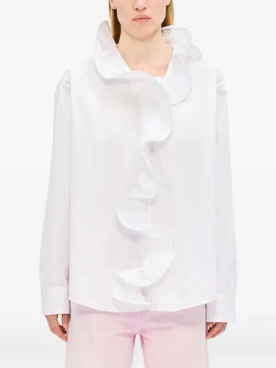 Msgm Ruffle-detail Shirt In White