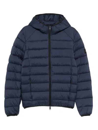 Ecoalf Hooded Quilted Padded Jacket In Blue