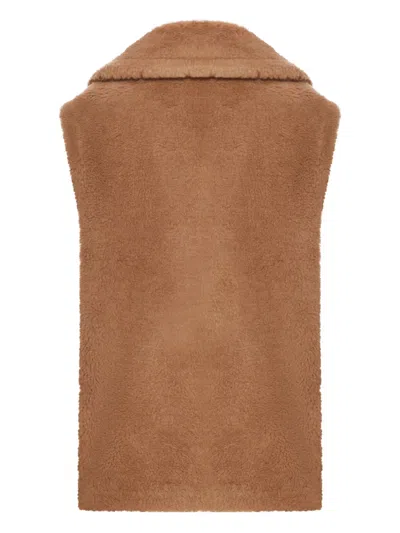 Max Mara Breda Camel And Silk Sleeveless Coat In Brown