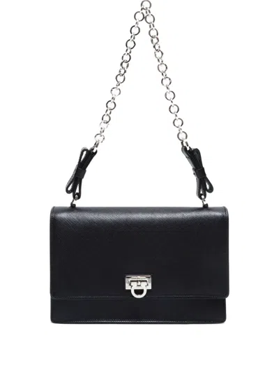 Pre-owned Ferragamo 2000-2015 Ganchini Shoulder Bag In Black