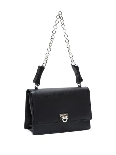 Pre-owned Ferragamo 2000-2015 Ganchini Shoulder Bag In Black