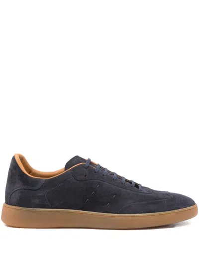 Kiton Suede Lace-up Sneakers In Blue