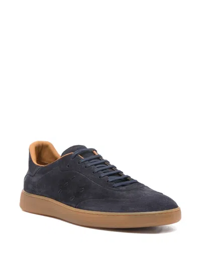 Kiton Suede Lace-up Sneakers In Blue