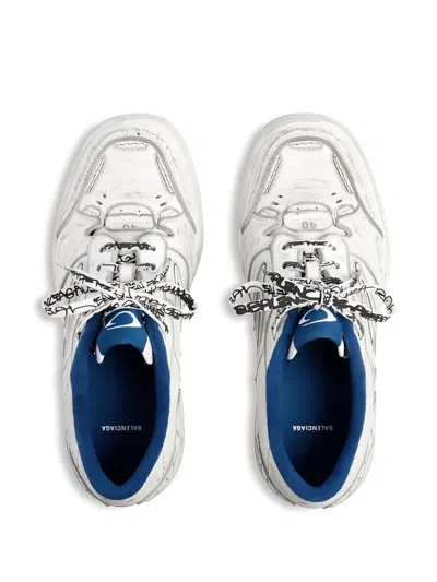 Balenciaga Coastal Inspired Sneakers Featuring Textured Sole In White