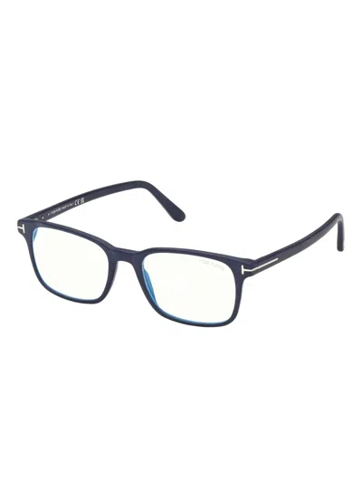 Tom Ford 54mm Rectangular Blue Light Blocking Glasses In Blue