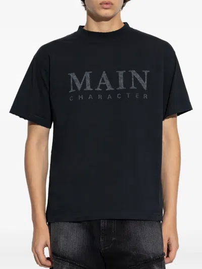 Balenciaga Black Faded Regular Fit Logo T-shirt In Black