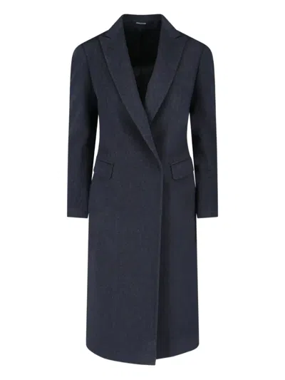 Tagliatore Notched Lapel Single-breasted Longline Jacket In Blue
