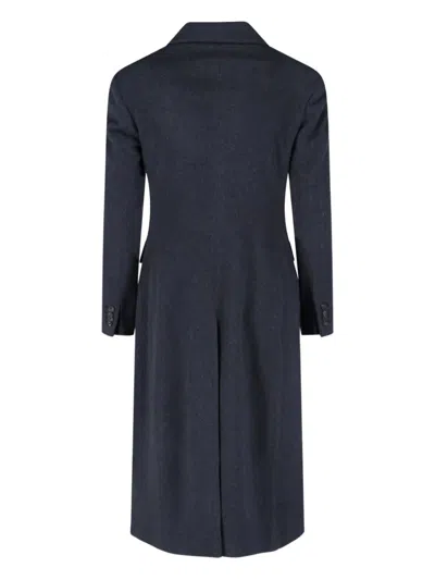 Tagliatore Notched Lapel Single-breasted Longline Jacket In Blue