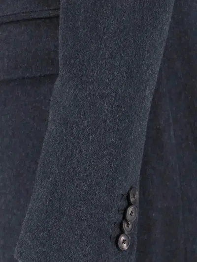 Tagliatore Notched Lapel Single-breasted Longline Jacket In Blue