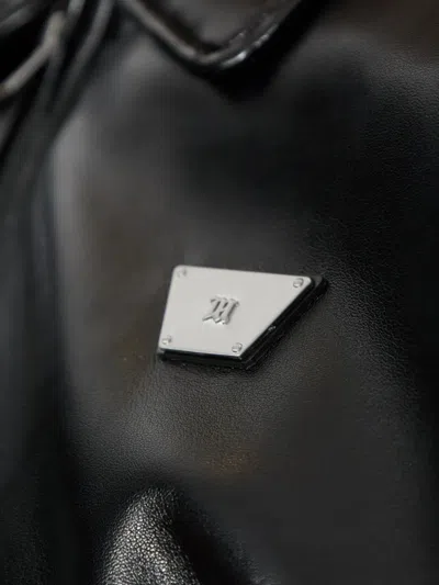 Misbhv Faux-leather Puffer Bomber Jacket In Black