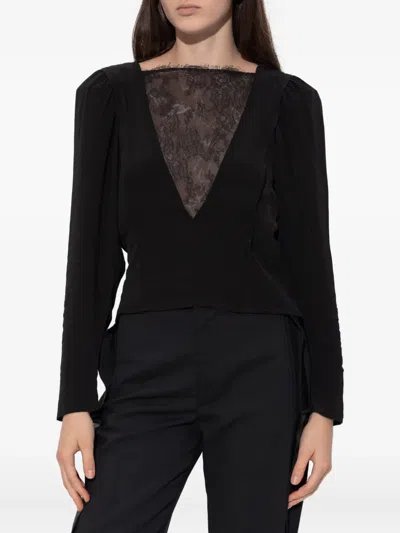 Iro Lace-panelled Blouse In Black