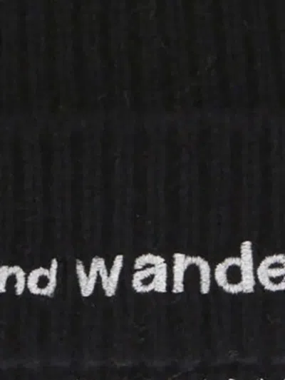 And Wander Logo-embroidered Beanie In Black