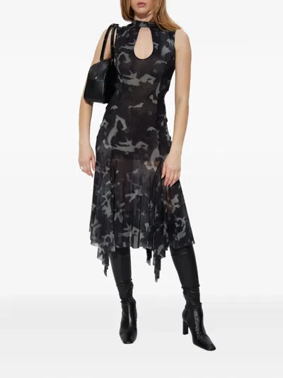 Misbhv Keyhole-neck Asymmetric Dress In Black