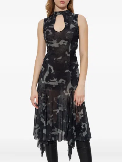 Misbhv Keyhole-neck Asymmetric Dress In Black