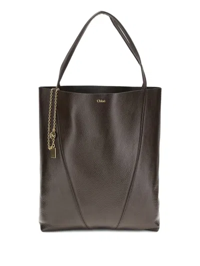 Chloé Spin Large Tote Bag In Brown