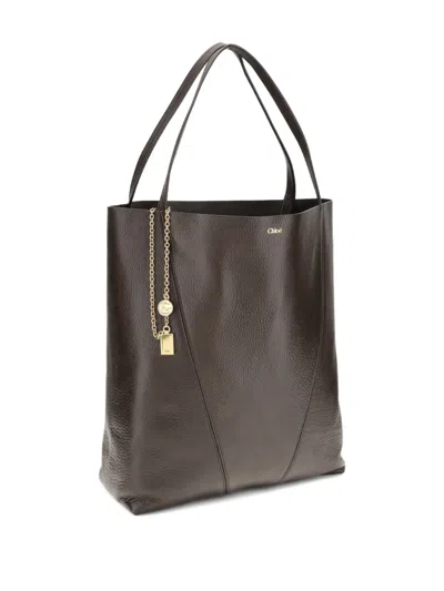 Chloé Spin Large Tote Bag In Brown