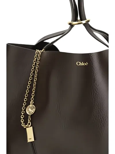 Chloé Spin Large Tote Bag In Brown