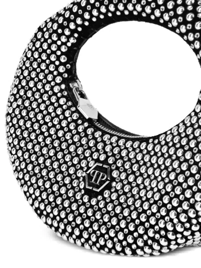Philipp Plein Rounded Small Bag All-over Studs In Black
