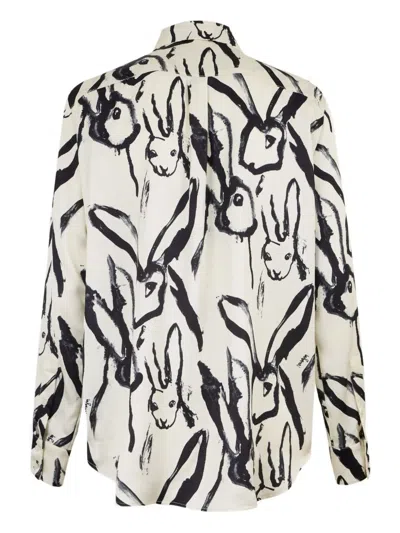 Msgm Rabbit-print Long-sleeve Shirt In Multi
