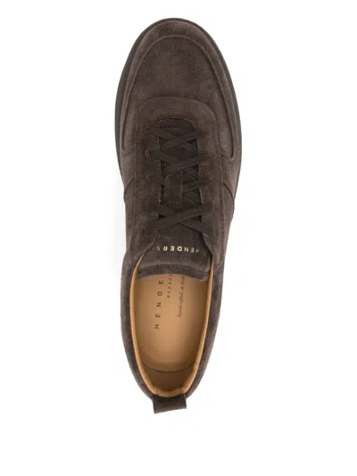 Henderson Baracco Suede Lace-up Sneakers In Brown