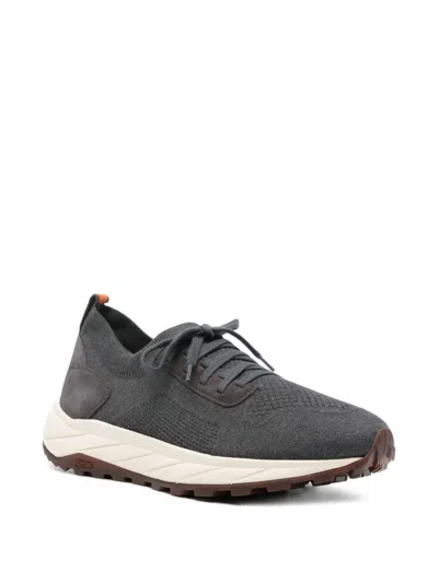 Henderson Baracco Knitted Suede Sneakers In Gray