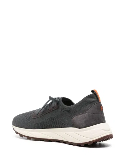 Henderson Baracco Knitted Suede Sneakers In Gray