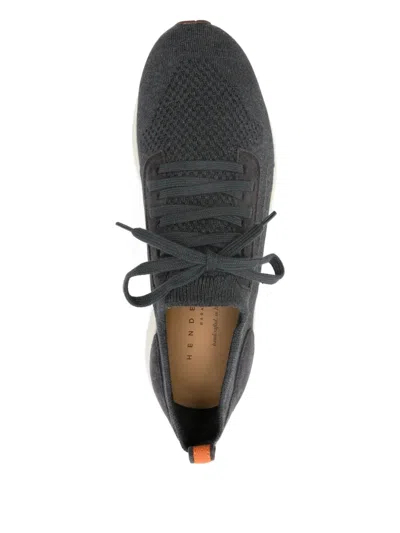Henderson Baracco Knitted Suede Sneakers In Gray