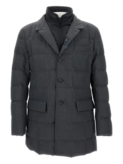 Fay Taped Seams Button Coat In Black