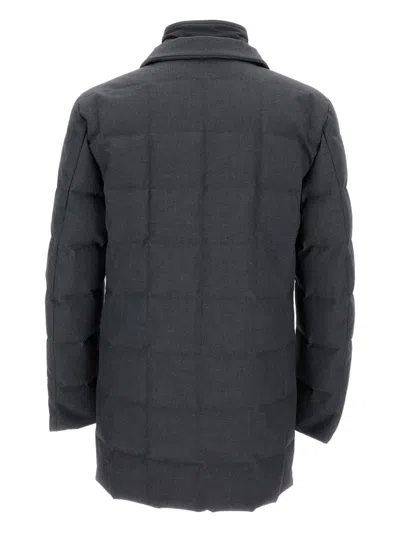 Fay Taped Seams Button Coat In Black