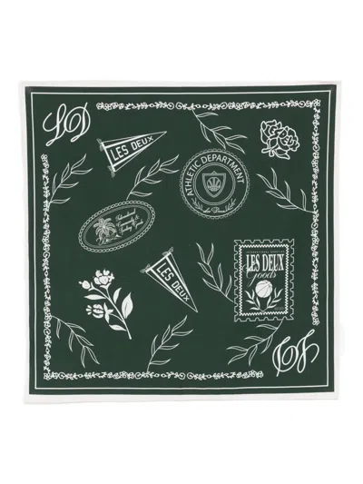 Les Deux Printed Cotton Neckerchief In Green