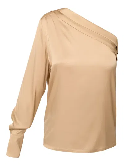 Amalin One-shoulder Button Blouse In Neutral