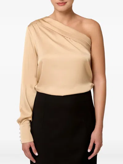 Amalin One-shoulder Button Blouse In Neutral
