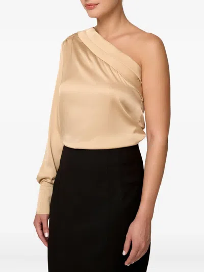 Amalin One-shoulder Button Blouse In Neutral