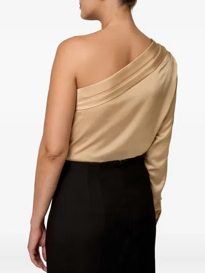 Amalin One-shoulder Button Blouse In Neutral