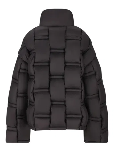 Raxxy Quilted Black Puffer Coat With High Collar In Black