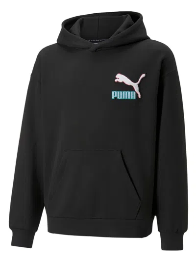 Puma Logo-appliqué Hoodie In Black