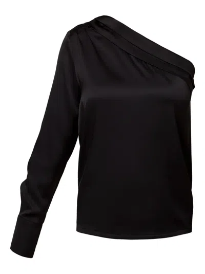 Amalin Carla One-shoulder Button Blouse In Black