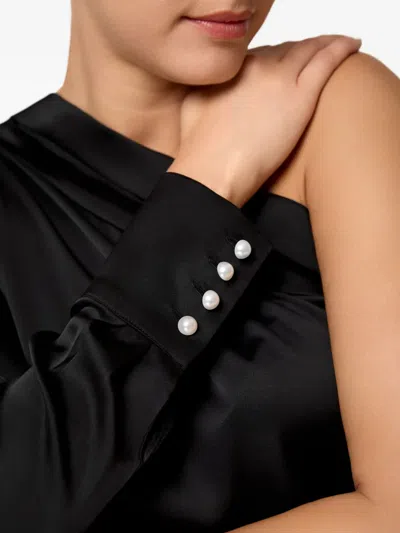 Amalin Carla One-shoulder Button Blouse In Black