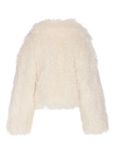 Michael Michael Kors Faux Fur Jacket In Neutral