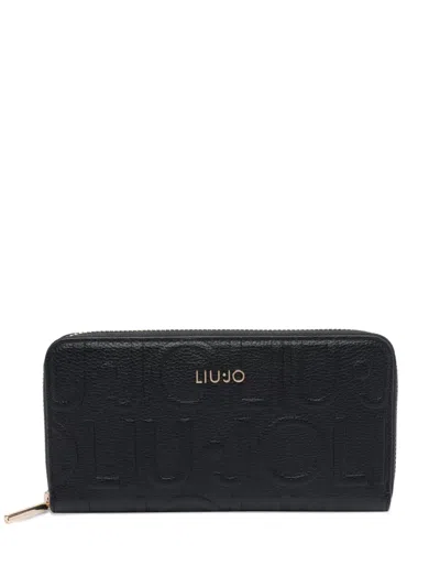 Liu •jo Textured Wallet Gold-tone Hardware In Black