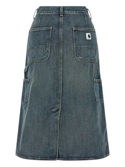 Carhartt Knee Length Skirt Pockets Belt Loops In Blue