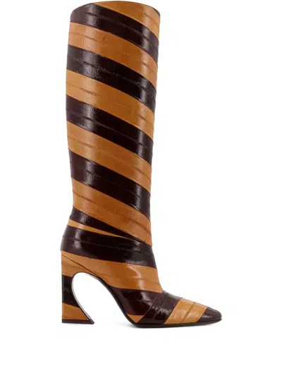 Fendi Boot Anguilla Lucida Bicolor Boots Multicolor In Brown