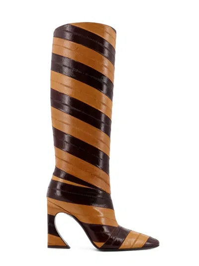 Fendi Boot Anguilla Lucida Bicolor Boots Multicolor In Brown