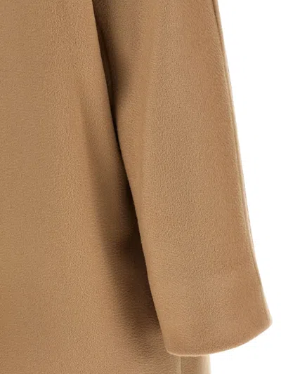 Max Mara Agenda Double Breasted Cocoon Long Wool Drap Coat Coats Beige In Brown