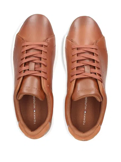 Tommy Hilfiger Iconic Leather Sneakers In Brown