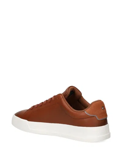 Tommy Hilfiger Iconic Leather Sneakers In Brown