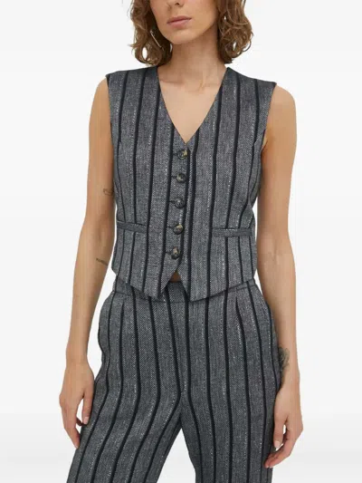 Day Birger Et Mikkelsen Striped Button-vest In Gray