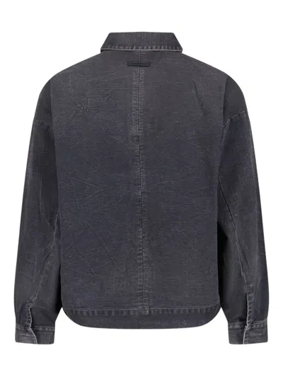 Fear Of God Mens Washed Black Utility Cropped Denim Jacket In Brown